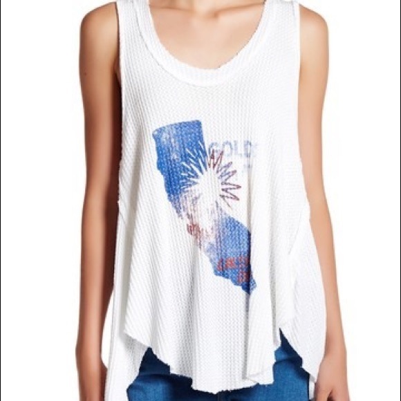 Free people M White California dreaming tank top - Picture 2 of 7